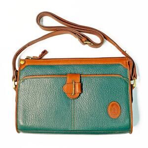 Vintage 1990s Liz Claiborne Hunter Green Leather Shoulder Bag / Crossbody Purse